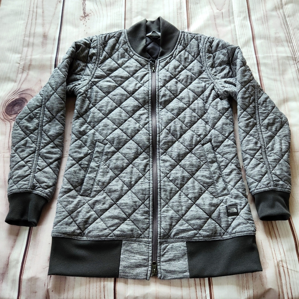The North Face "Mod Bomber Jacket" Quilted Heather Gray Grey | Women's Size S - Picture 4 of 14